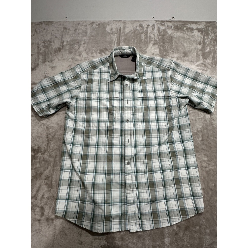 Wrangler Button Shirt Mens Size Medium Multicolor Plaid Short Sleeve EUC